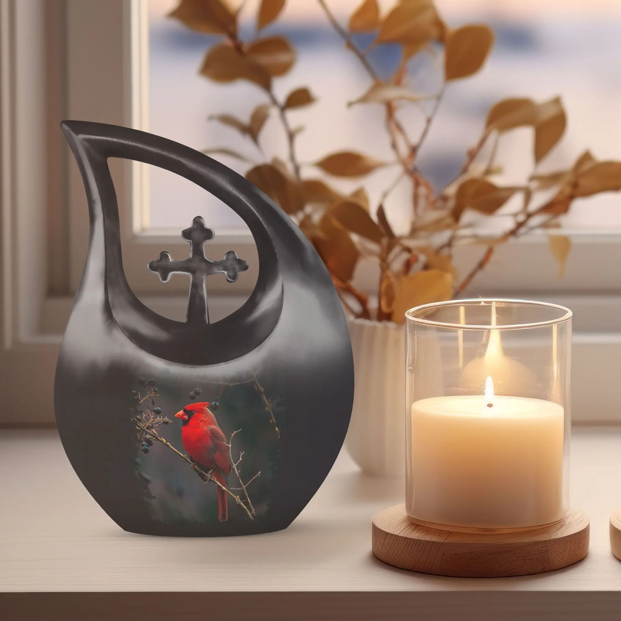 Cherished Peace - Cardinal Bird Large Cremation Memorial Urn