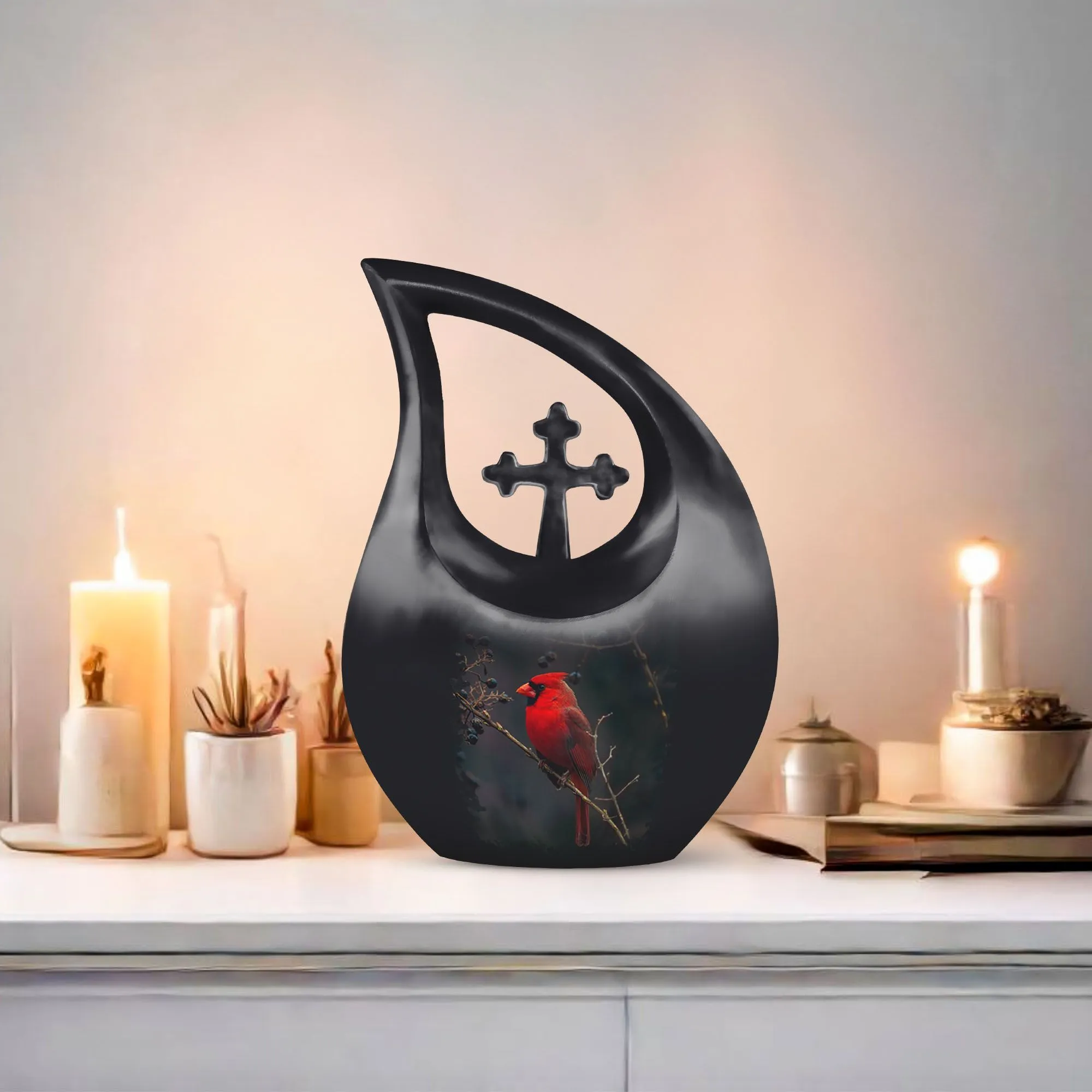 Cherished Peace - Cardinal Bird Large Cremation Memorial Urn