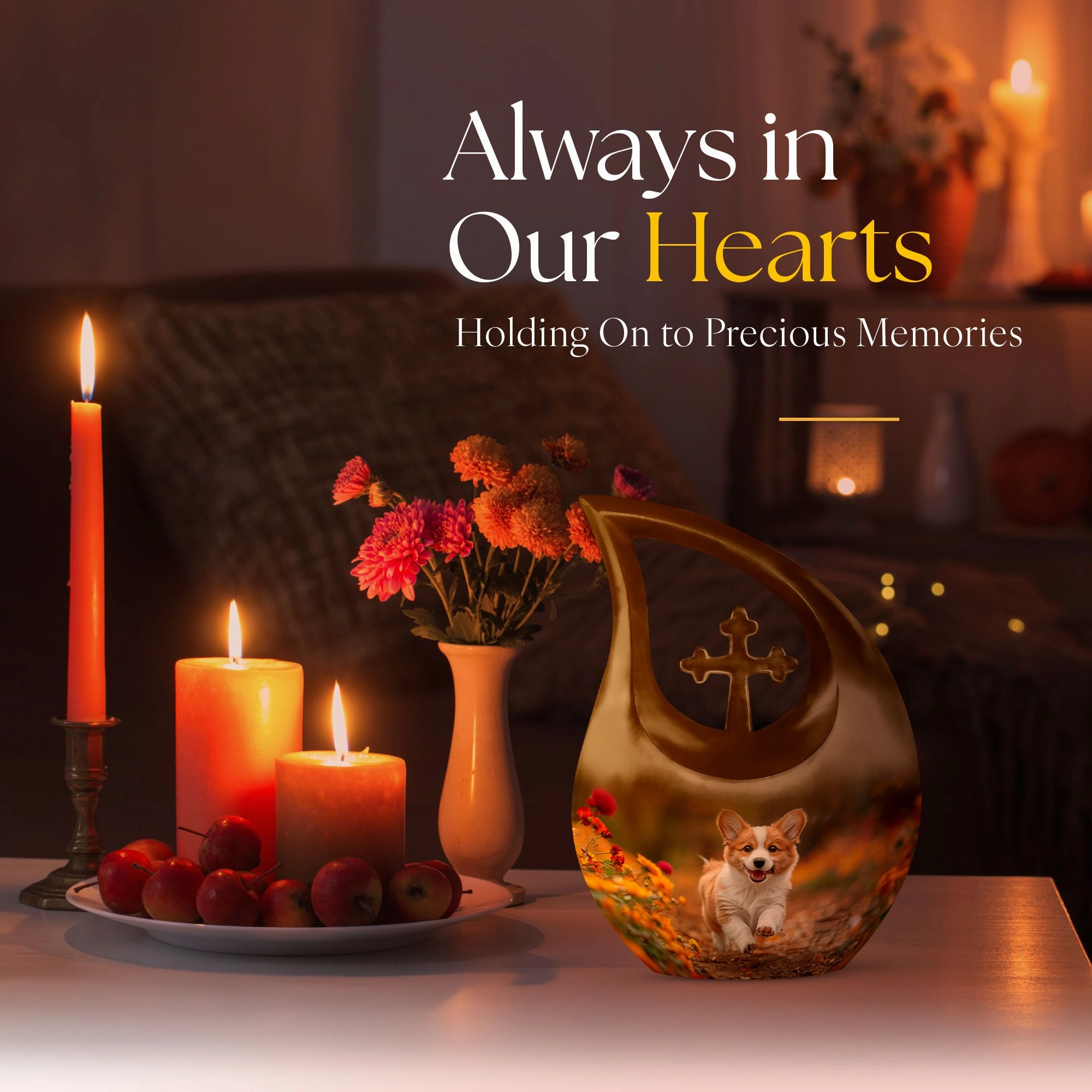 Cherished Moments - Cheerful Corgi Capers Large Memorial Urn