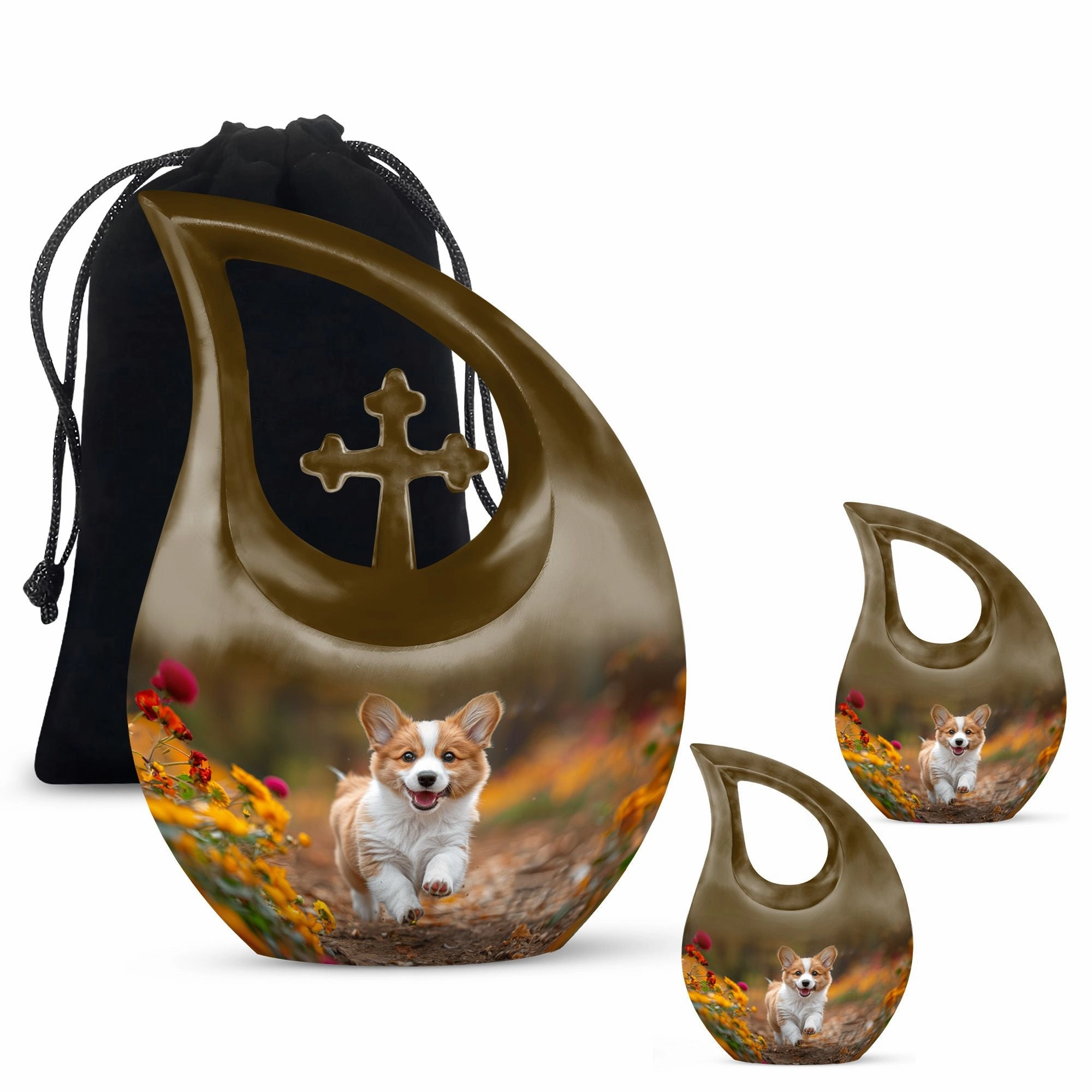 Cherished Moments - Cheerful Corgi Capers Large Memorial Urn