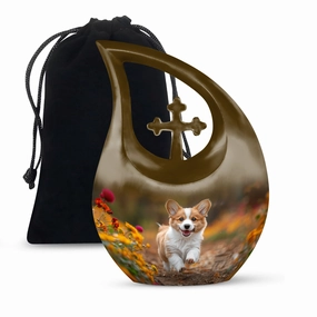 Cherished Moments - Cheerful Corgi Capers Large Memorial Urn