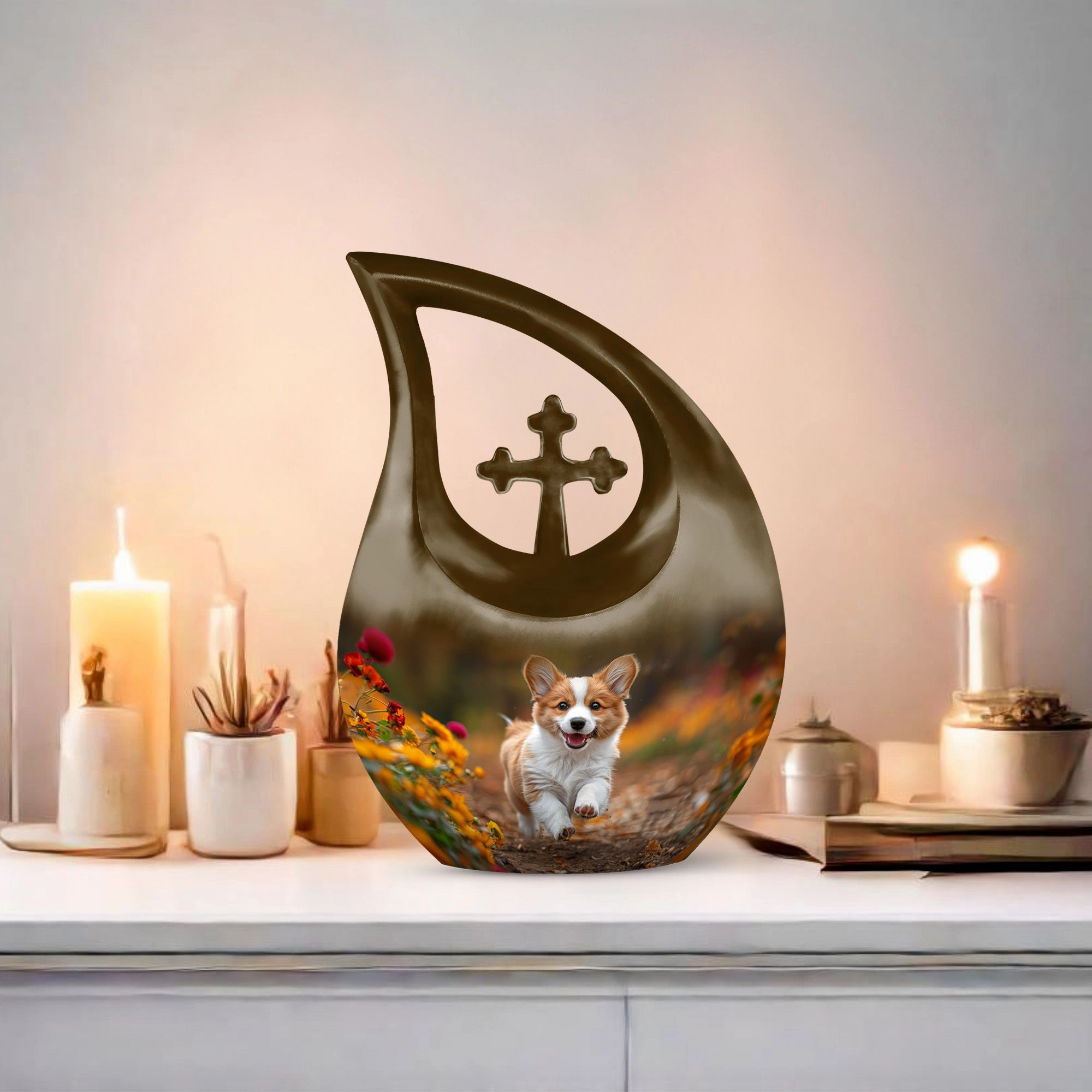 Cherished Moments - Cheerful Corgi Capers Large Memorial Urn