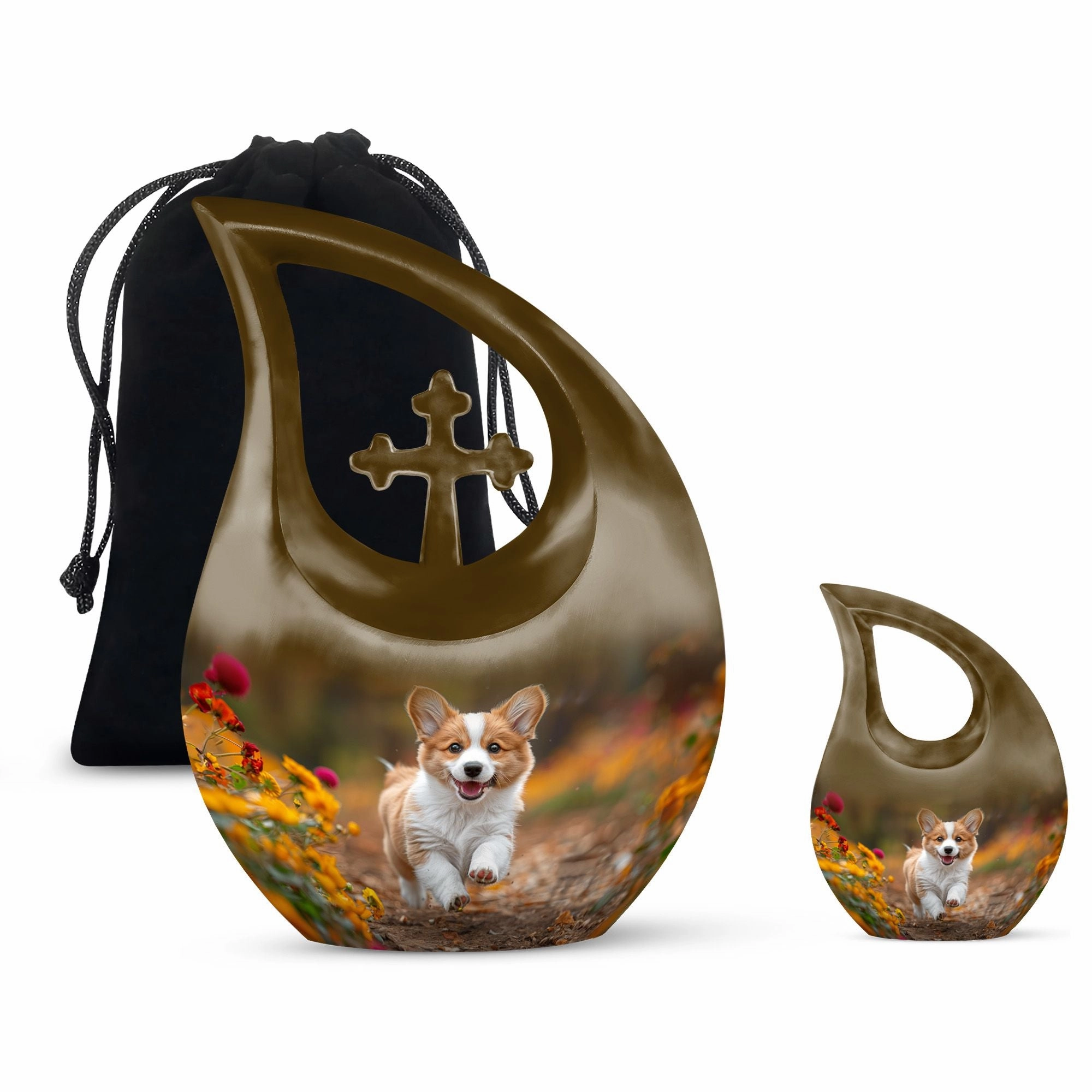 Cherished Moments - Cheerful Corgi Capers Large Memorial Urn