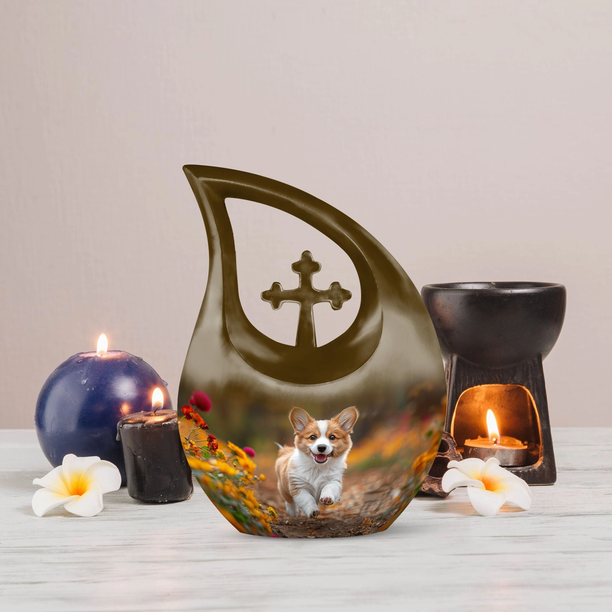 Cherished Moments - Cheerful Corgi Capers Large Memorial Urn