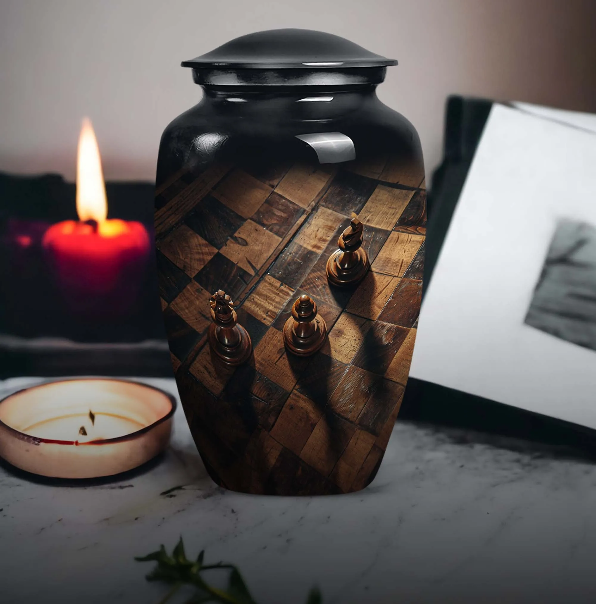 Chess-Inspired Memorial Cremation Urn for Human Ashes
