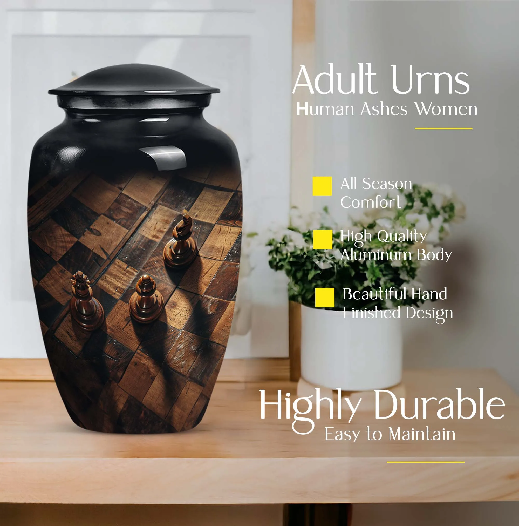 Chess-Inspired Memorial Cremation Urn for Human Ashes