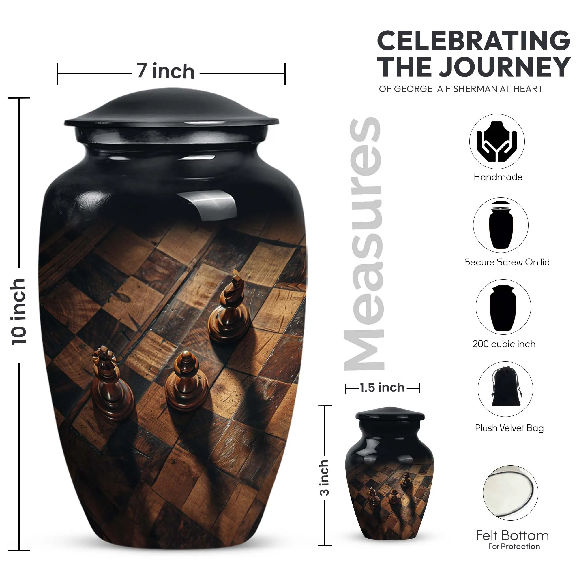 Chess-Inspired Memorial Cremation Urn for Human Ashes