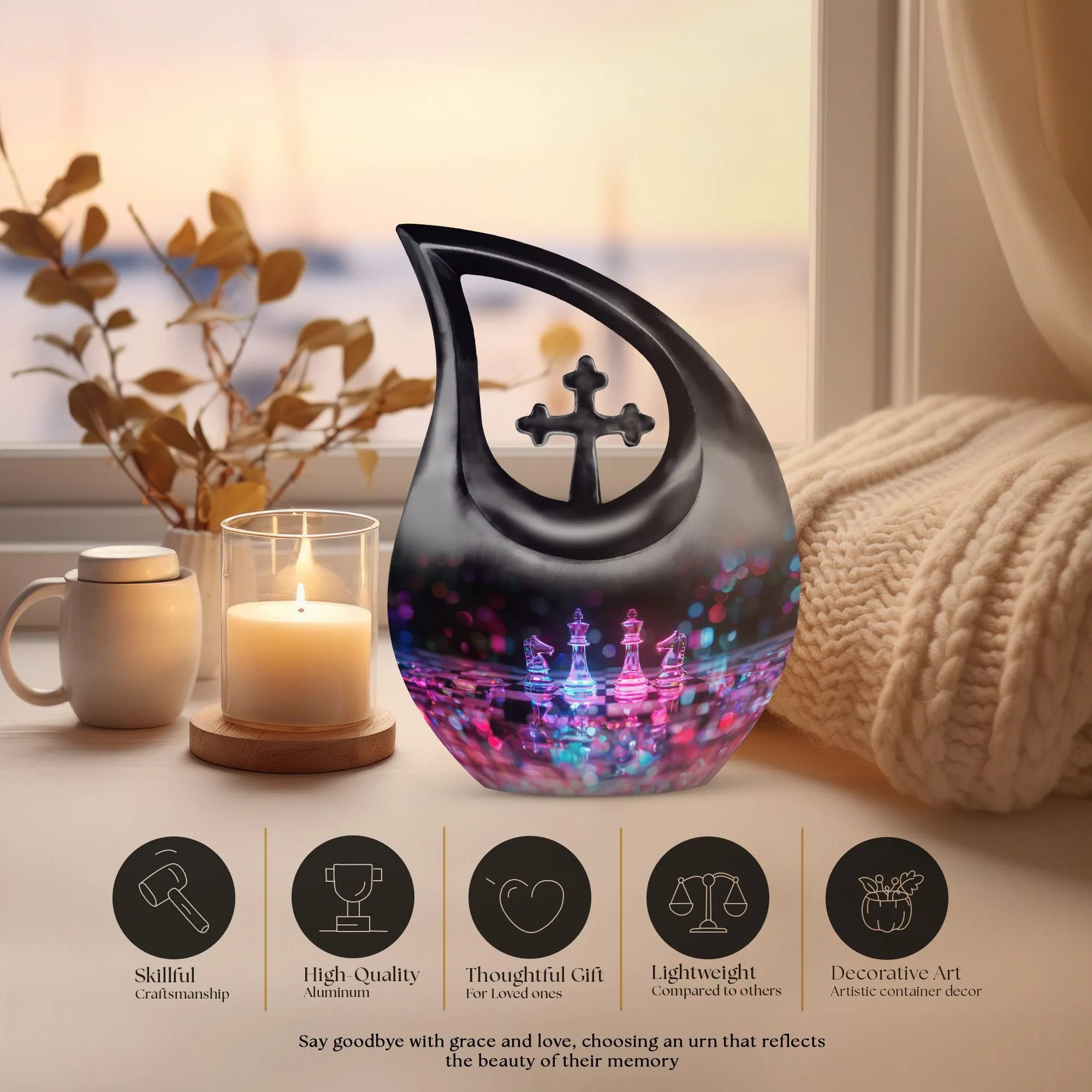 Chess Urn-  Personalized Small Cremation Urn For Human Ashes