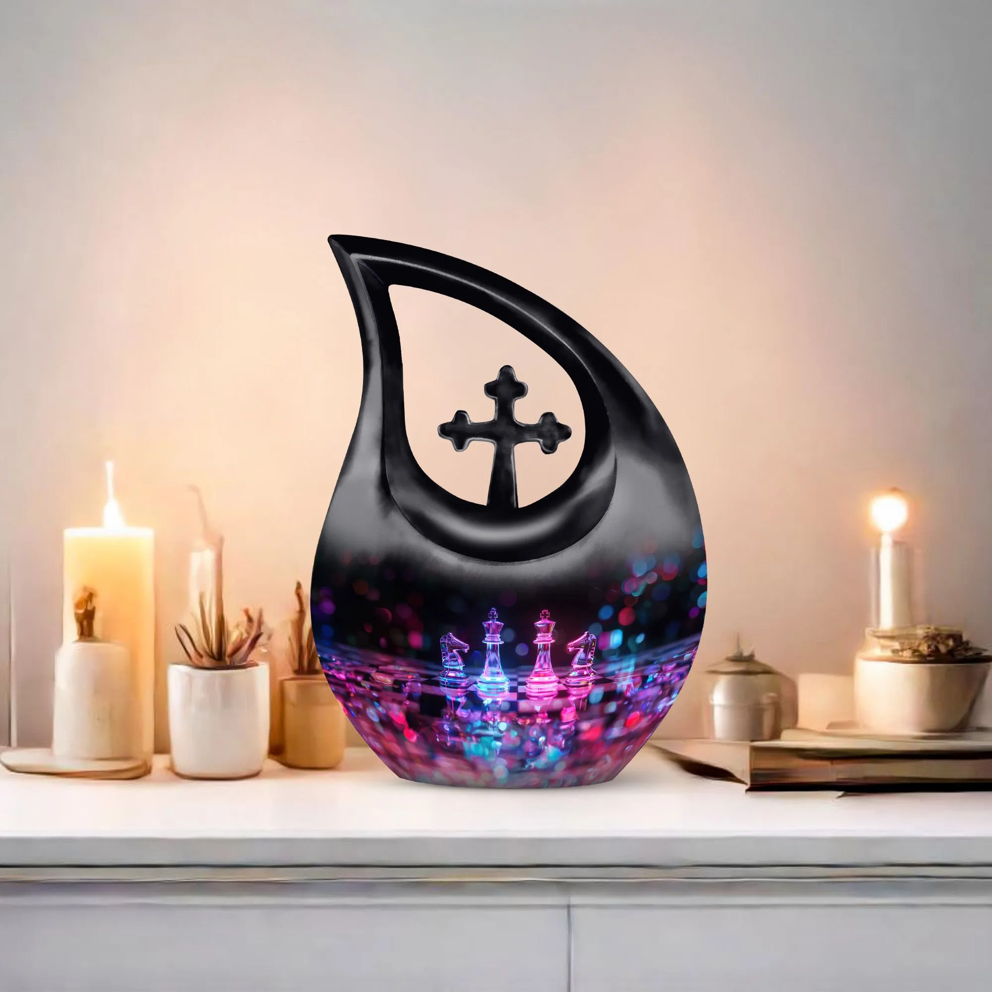 Chess Urn-  Personalized Small Cremation Urn For Human Ashes