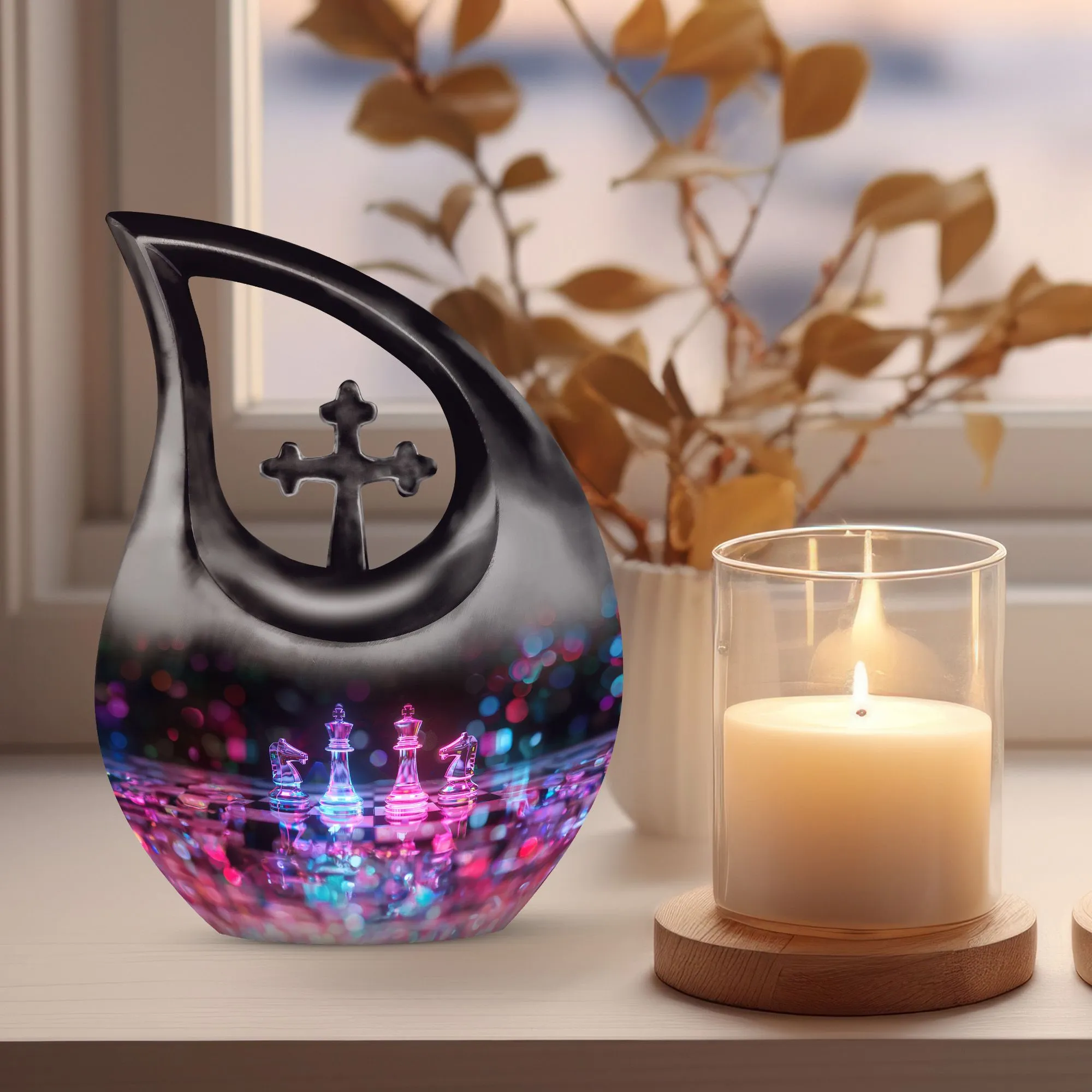 Chess Urn-  Personalized Small Cremation Urn For Human Ashes