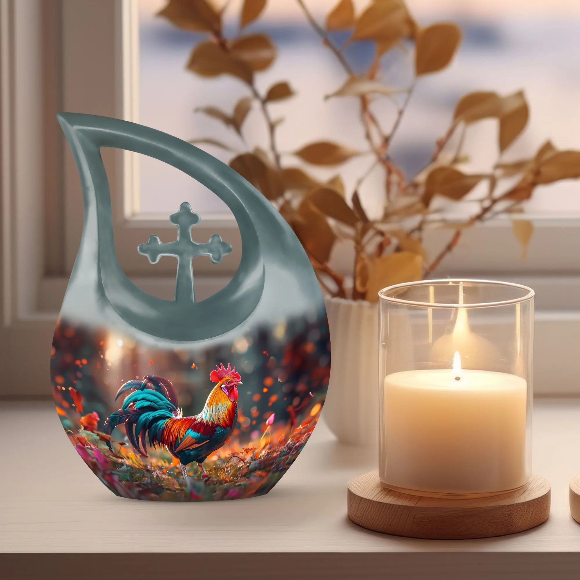 Chicken Design Memorial modern urn for human ashes