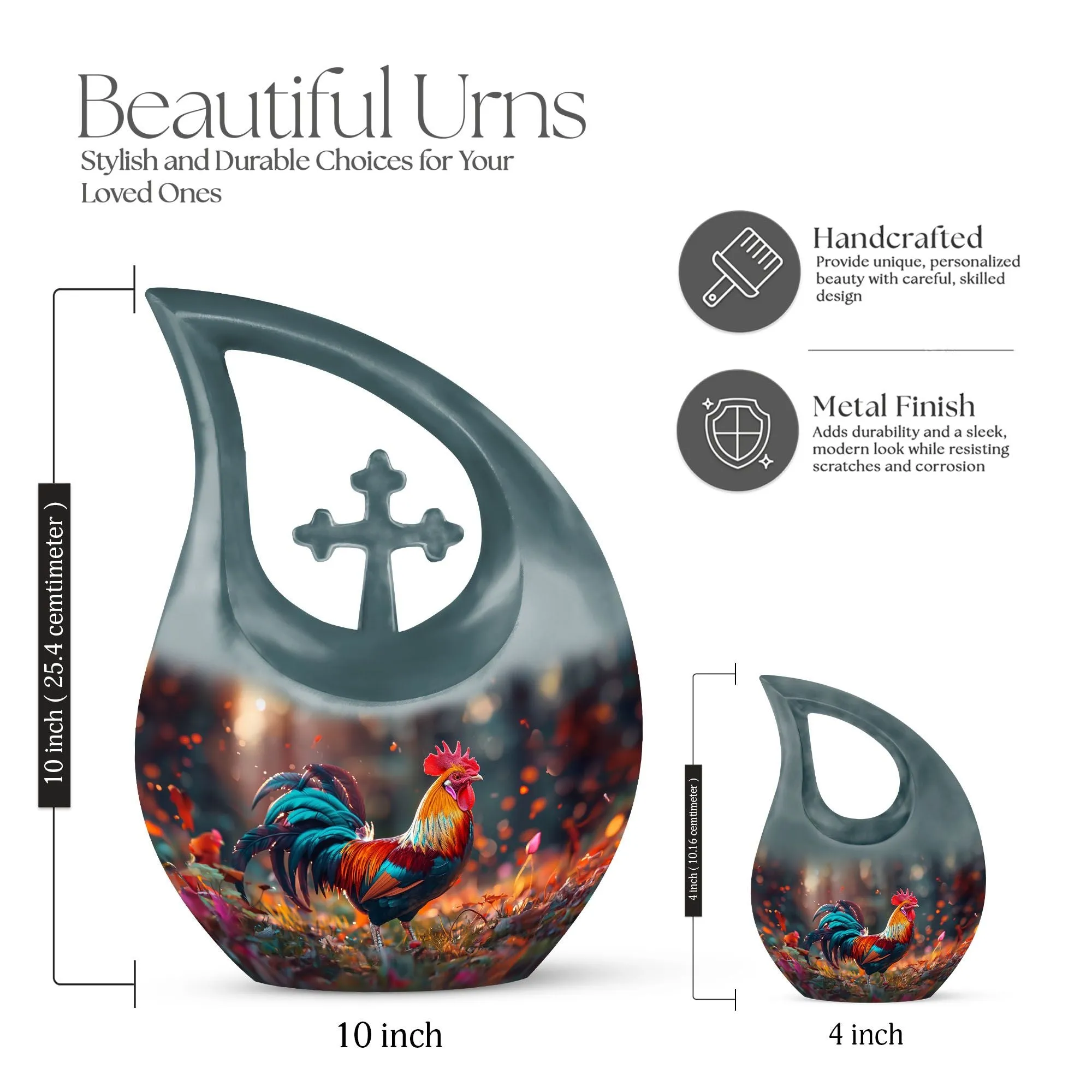 Chicken Design Memorial modern urn for human ashes