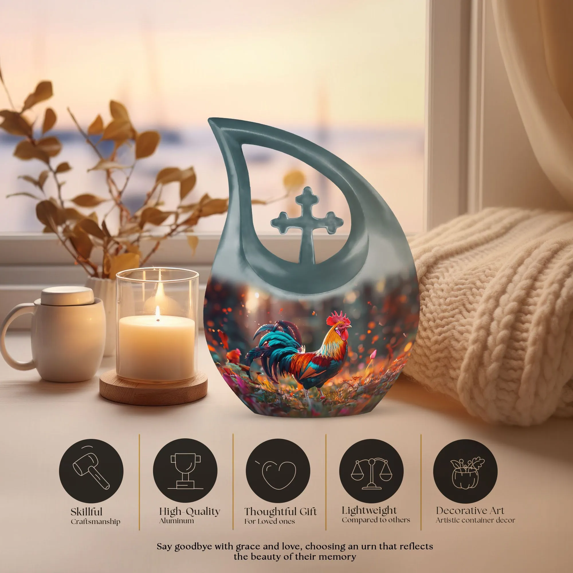Chicken Design Memorial modern urn for human ashes