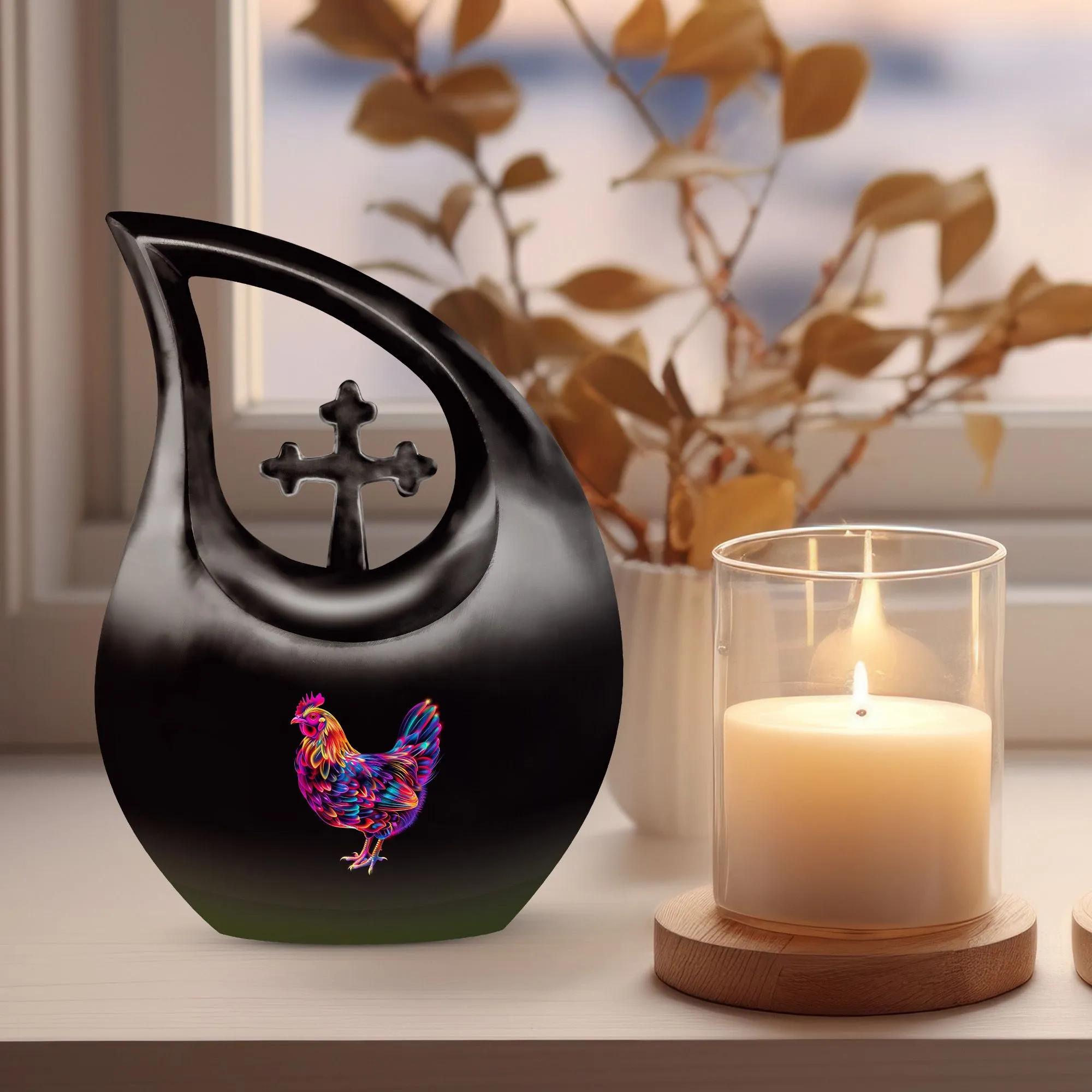 Chicken Themed small cremation urn for ashes keepsake