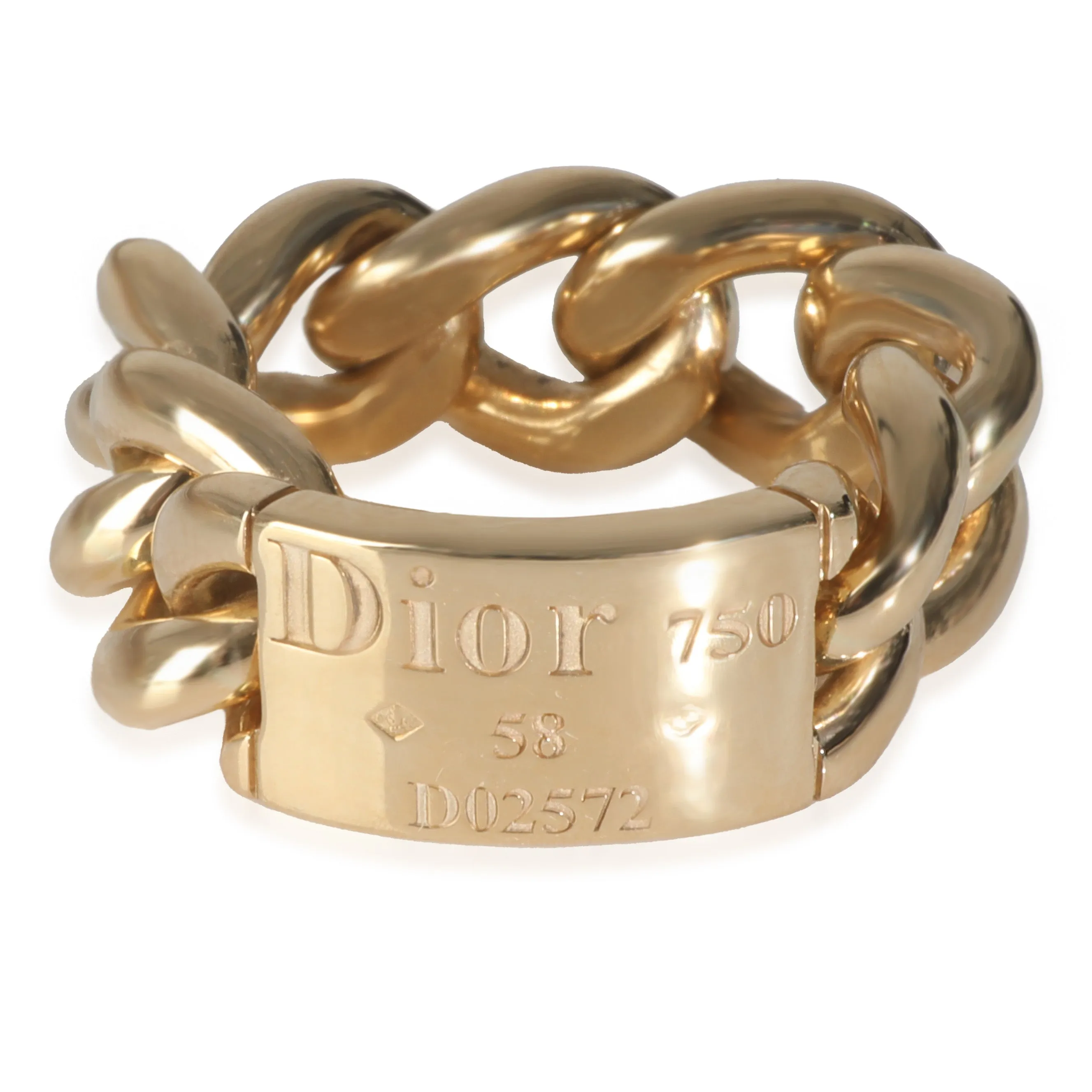 Christian Dior Yellow Gold  Chain Link Tag Ring