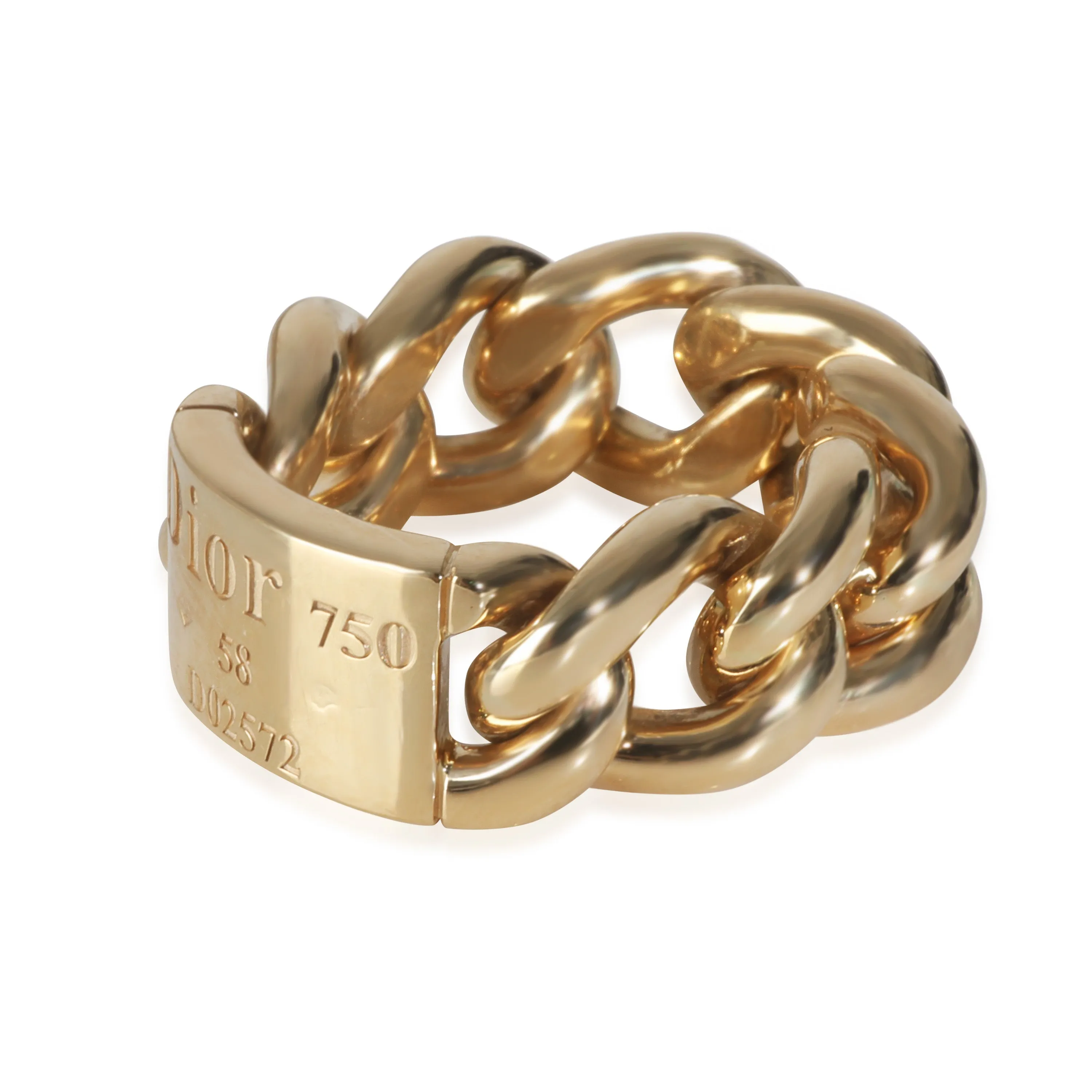 Christian Dior Yellow Gold  Chain Link Tag Ring