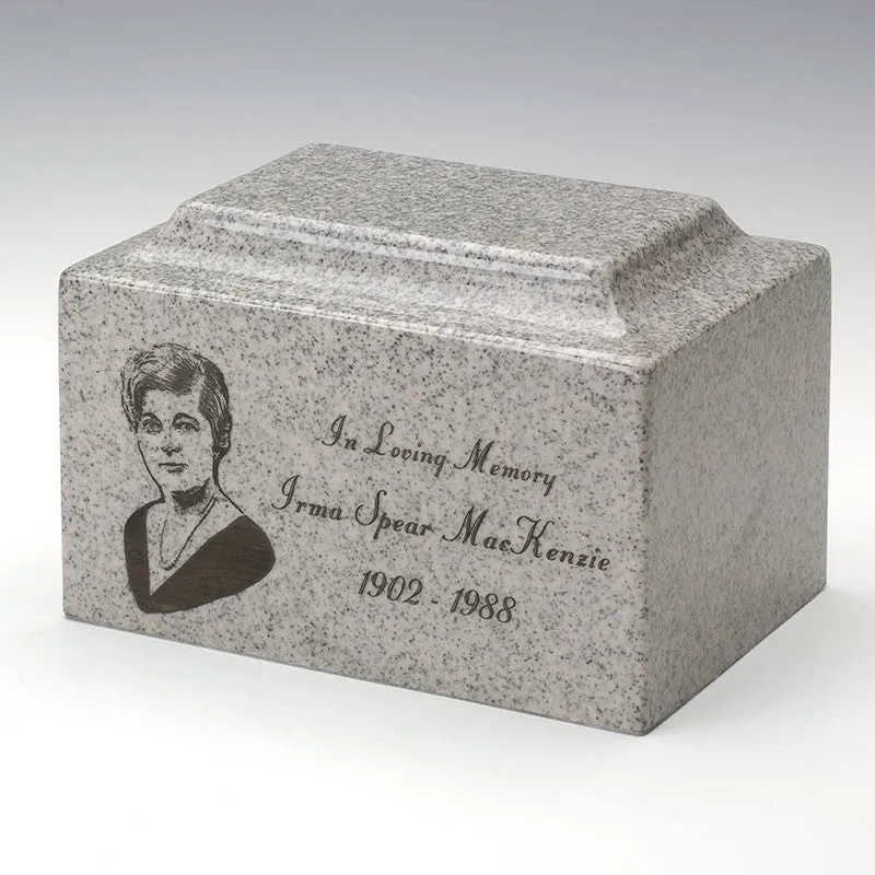Classic Cultured Granite Urn in Mist Gray