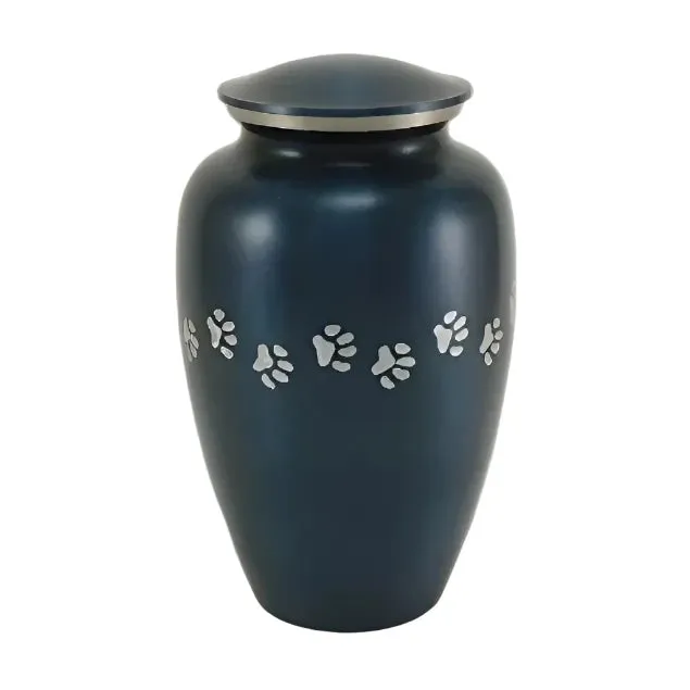 Classic Paw Blue Cremation Urn | Large Size For Dog or Cat | Holds up to a 195 # Pet