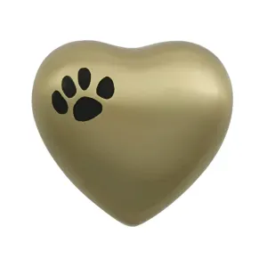 Classic Paw Brass Cremation Urn | Heart Keepsake For Dog or Cat | Holds up to a 3 # Pet