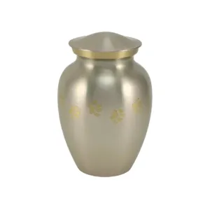 Classic Paw Pewter Cremation Urn | Small Size For Dog or Cat | Holds up to a 85# Pet