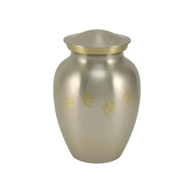Classic Paw Pewter Cremation Urn | Small Size For Dog or Cat | Holds up to a 85# Pet