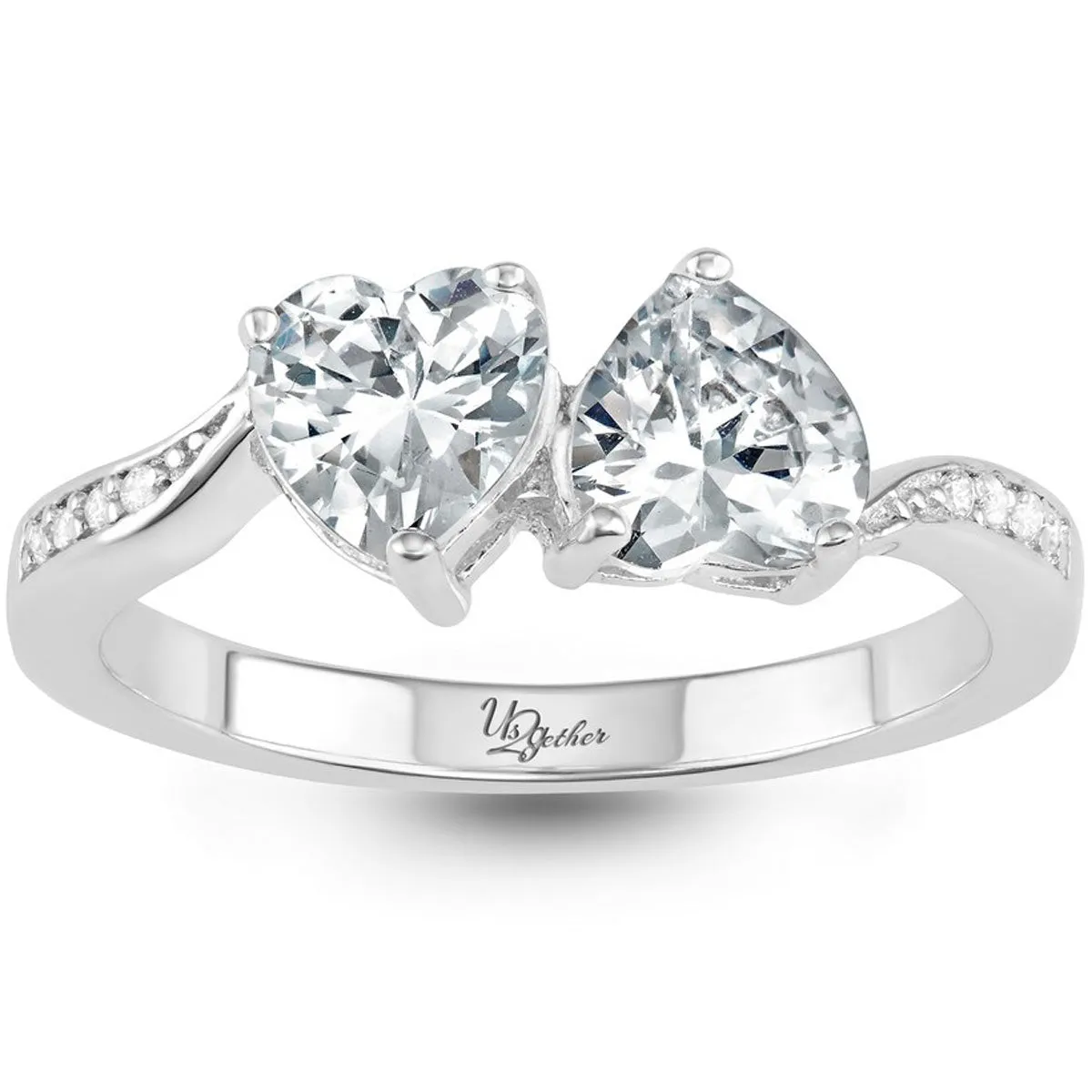 Classic Women's Us2gether Two-Stone Heart CZ Ring - W-1664