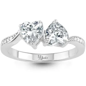 Classic Women's Us2gether Two-Stone Heart CZ Ring - W-1664