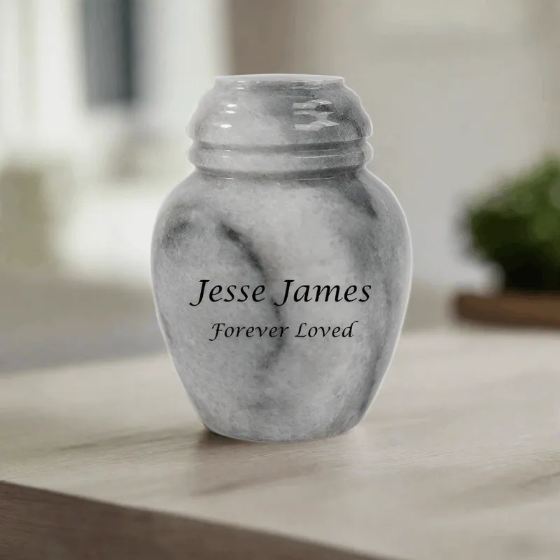 Cloud Gray Marble Cremation Keepsake Urn