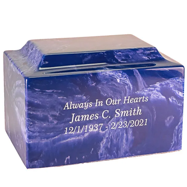 Cobalt Cultured Marble Cremation Urn | Cultured Marble Urn | Quality Urns For less