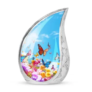Colorful Butterfly Commemoration: Customized Memorial Urn