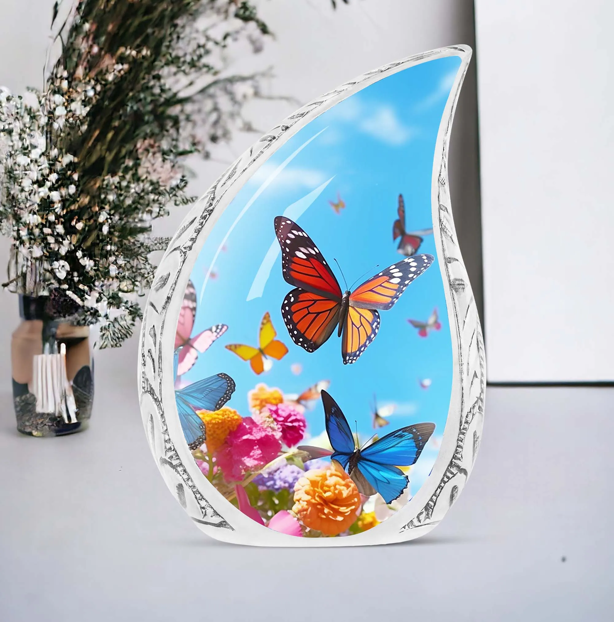Colorful Butterfly Commemoration: Customized Memorial Urn