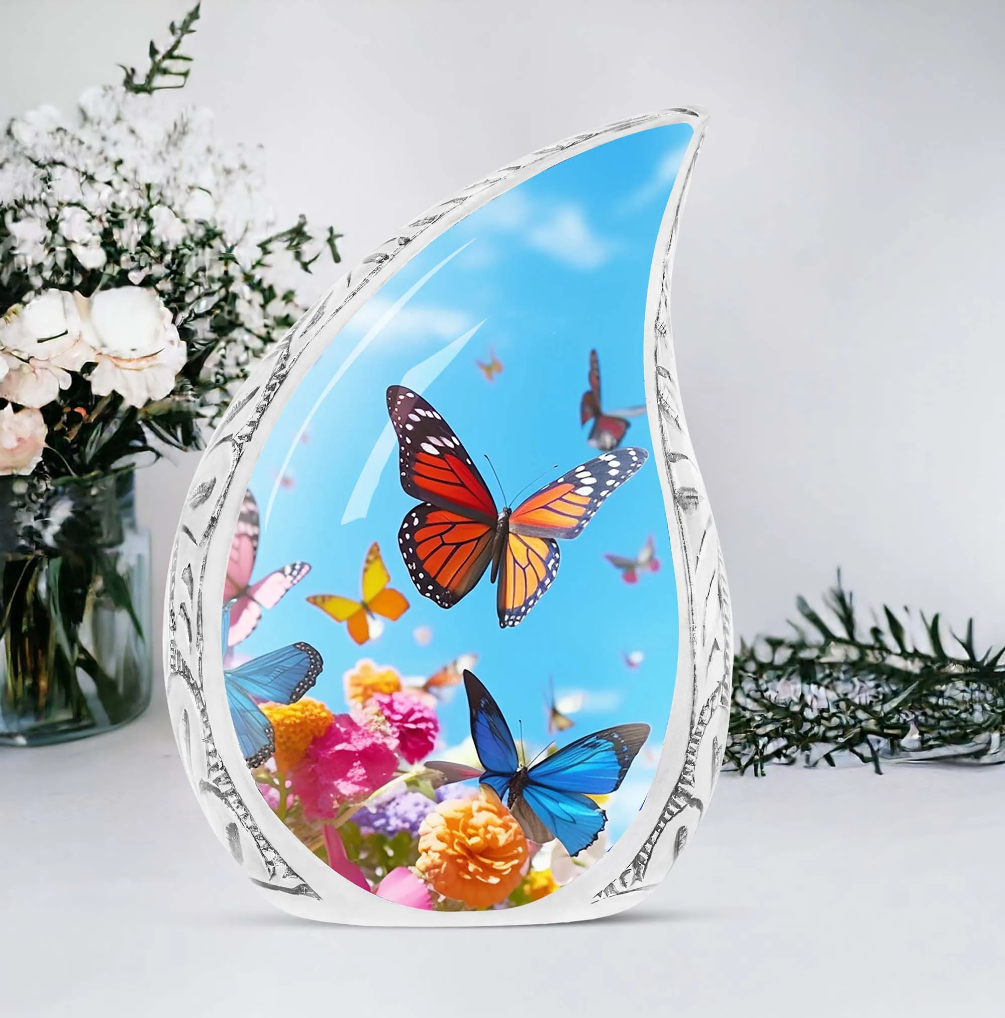 Colorful Butterfly Commemoration: Customized Memorial Urn
