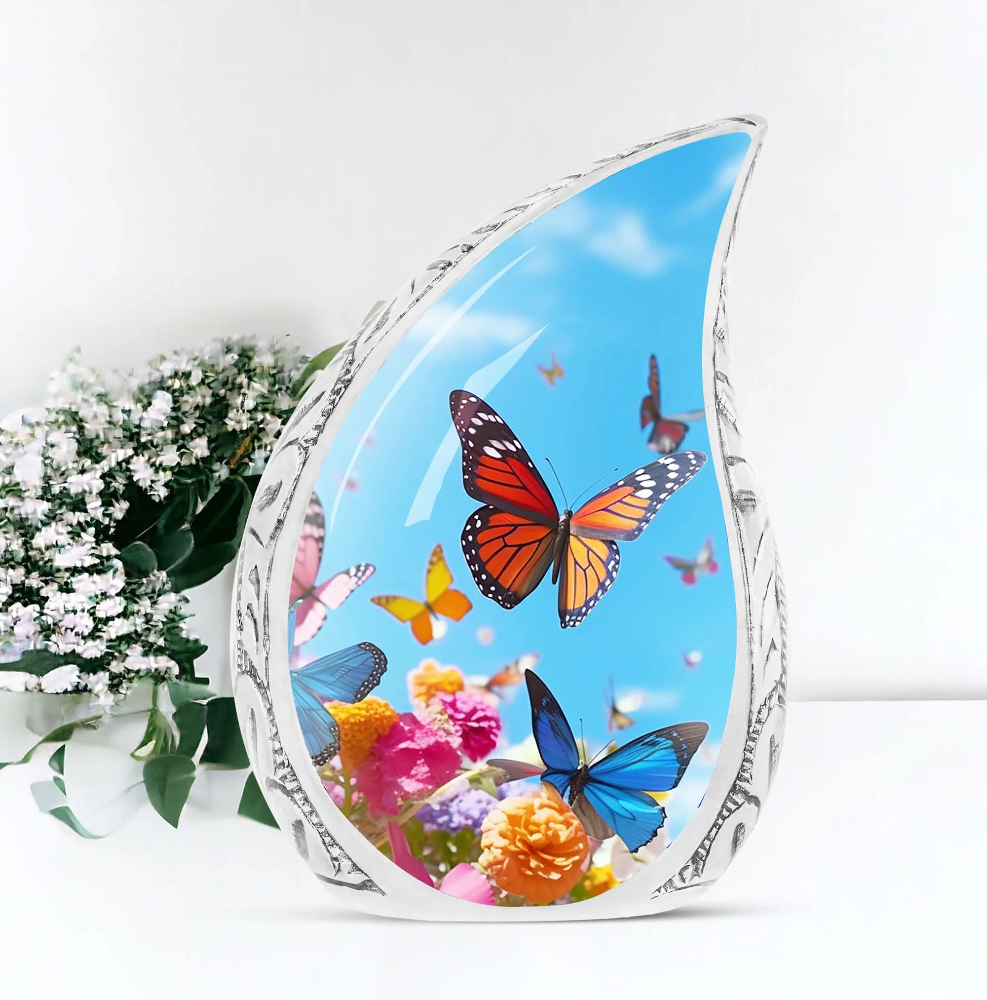 Colorful Butterfly Commemoration: Customized Memorial Urn