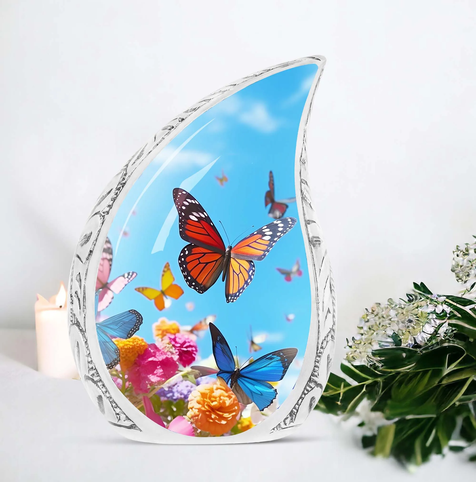 Colorful Butterfly Commemoration: Customized Memorial Urn
