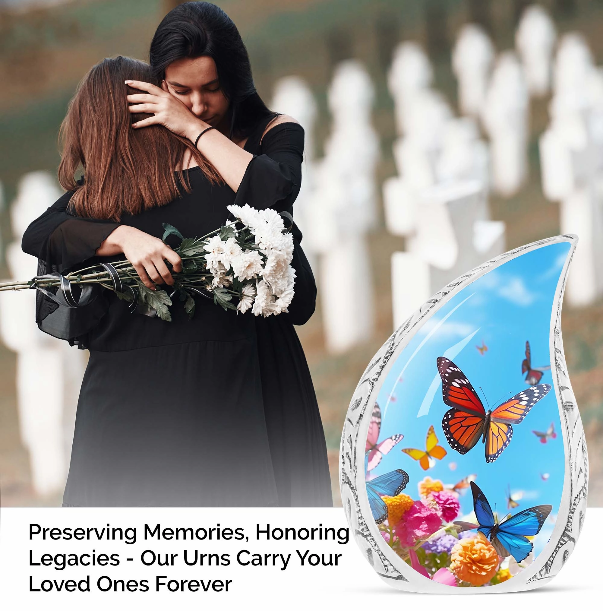 Colorful Butterflies Ashes Urn for Adults