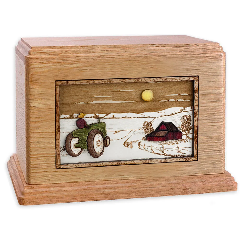 Companion Cremation Urn with Farm Tractor 3D Wood Inlay