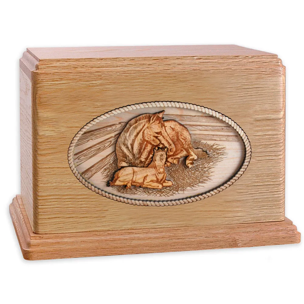 Companion Cremation Urn with Forever Love Horses 3D Wood Inlay