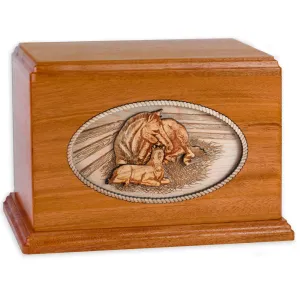 Companion Cremation Urn with Forever Love Horses 3D Wood Inlay