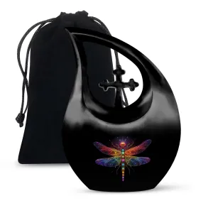 Cosmic Dragonfly Urn: Medium Size Memorial Cremation Urn