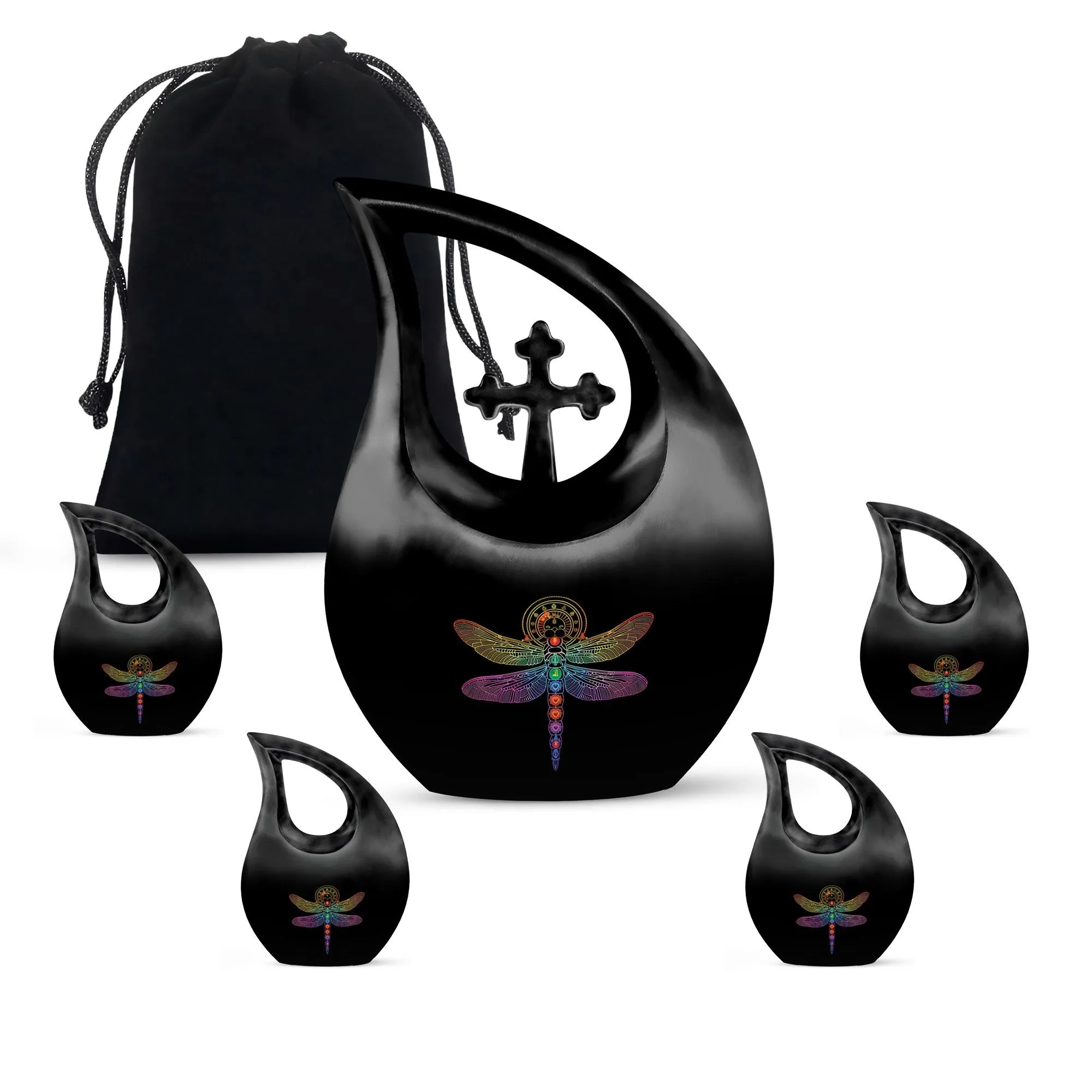 Cosmic Dragonfly Urn:  Medium Size Memorial Cremation Urn