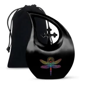 Cosmic Dragonfly Urn:  Medium Size Memorial Cremation Urn