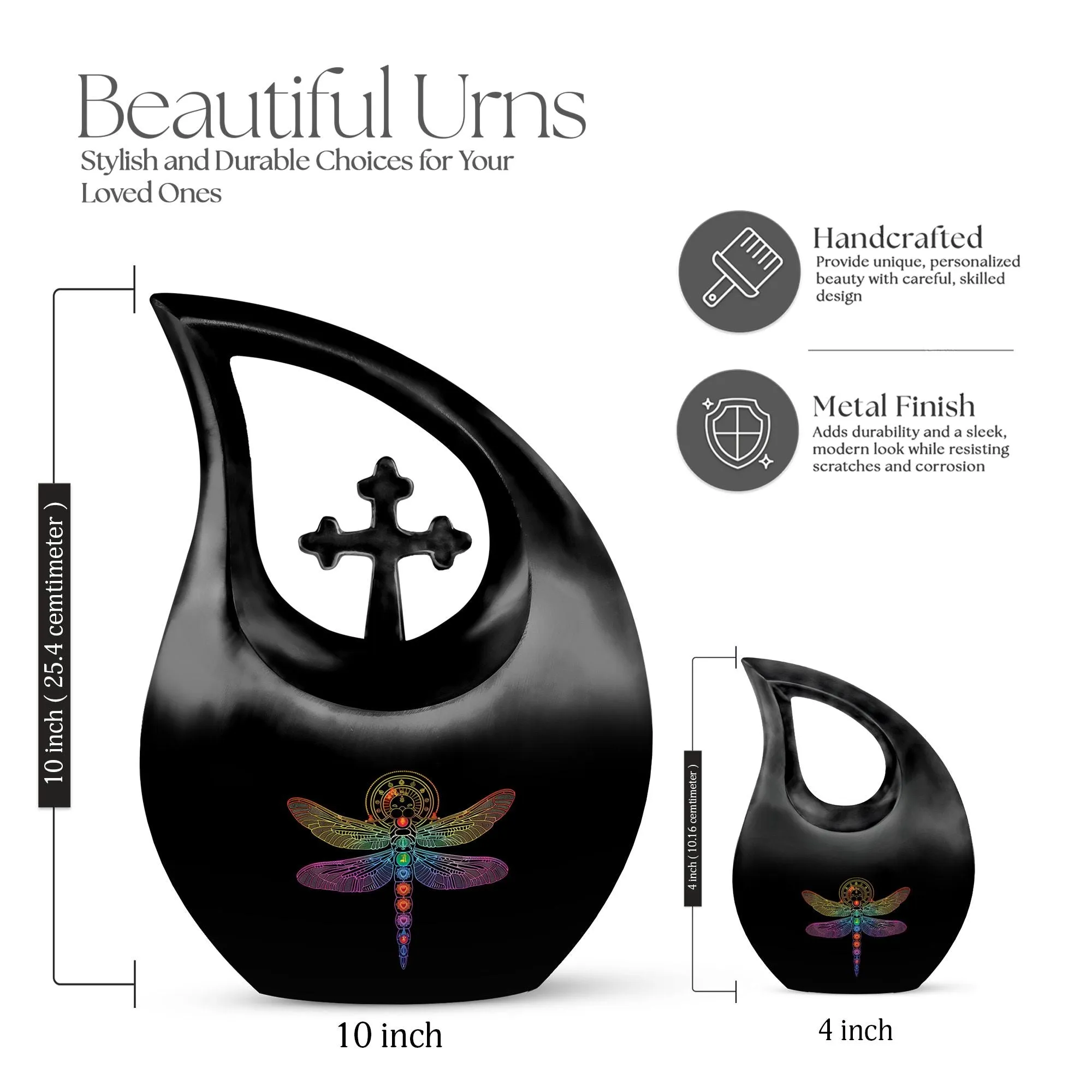 Cosmic Dragonfly Urn:  Medium Size Memorial Cremation Urn