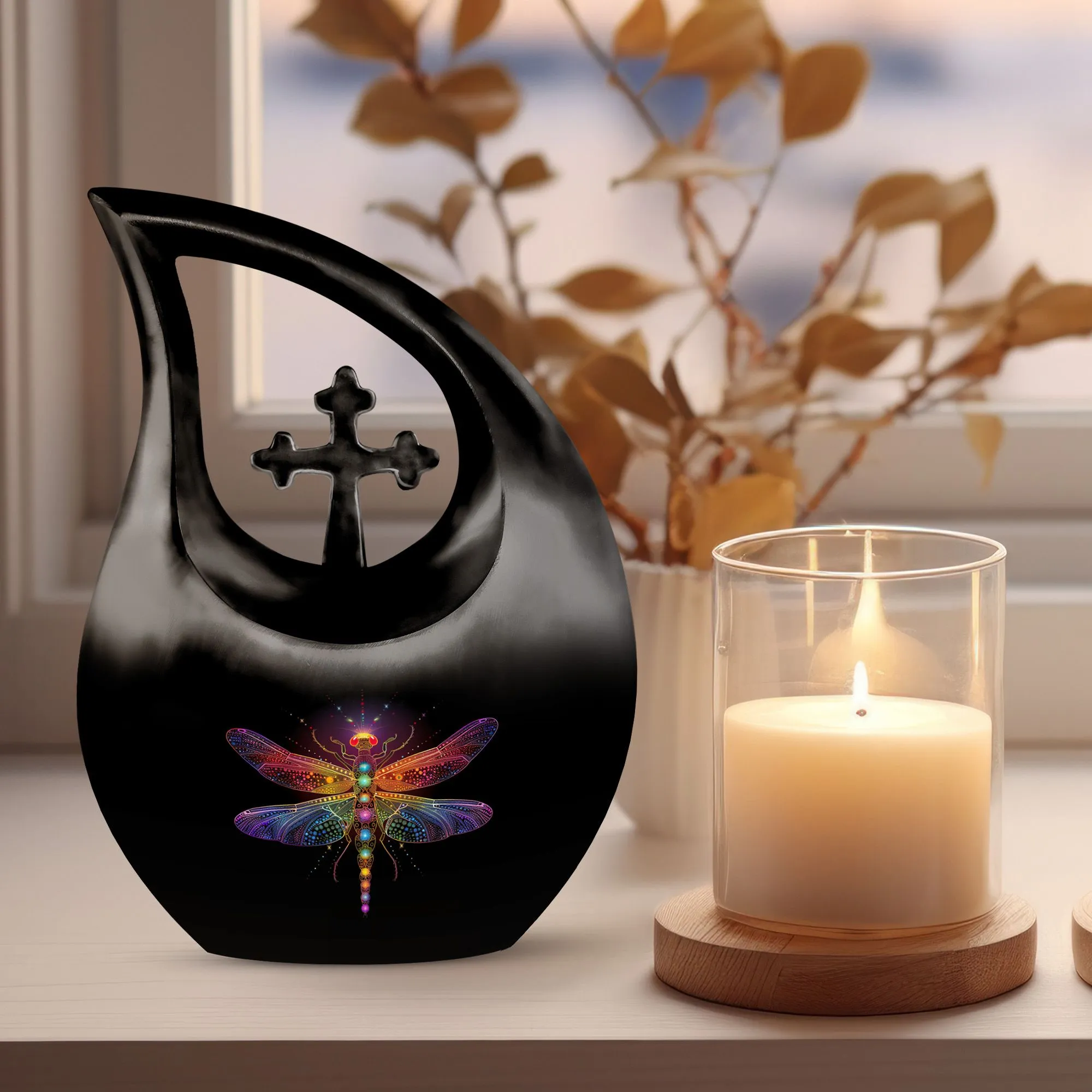 Cosmic Dragonfly Urn: Medium Size Memorial Cremation Urn