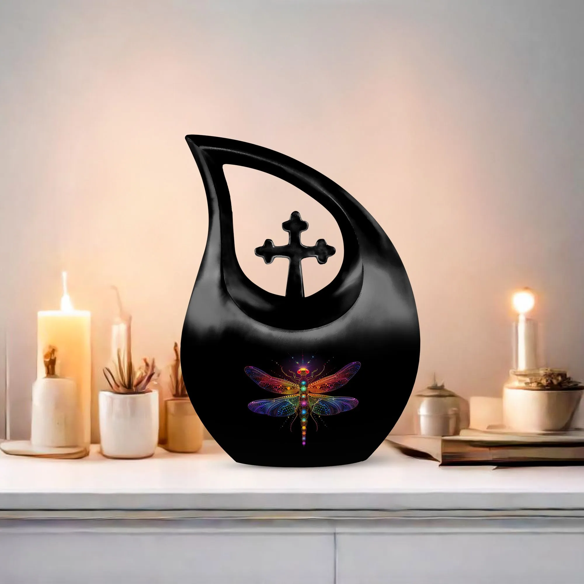 Cosmic Dragonfly Urn: Medium Size Memorial Cremation Urn