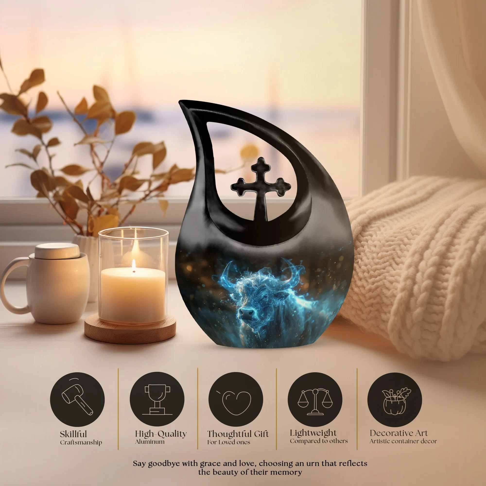 Cosmic Energy Bull Remembrance Urn: A Tranquil Repository