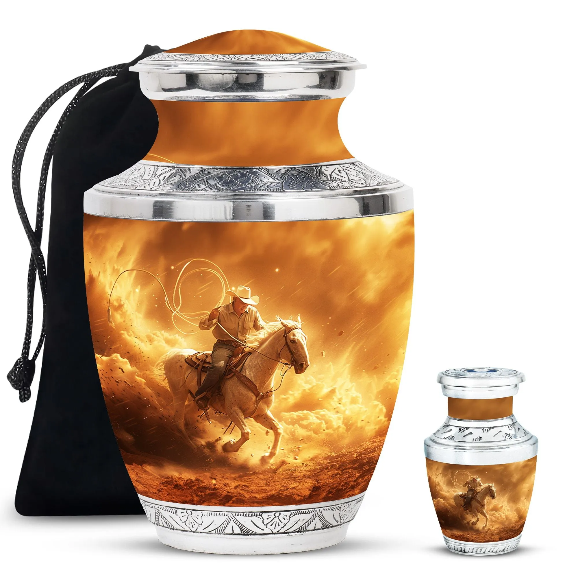 Cowboy Cremation Keepsakes For Ashes Memorial & Funeral Urn