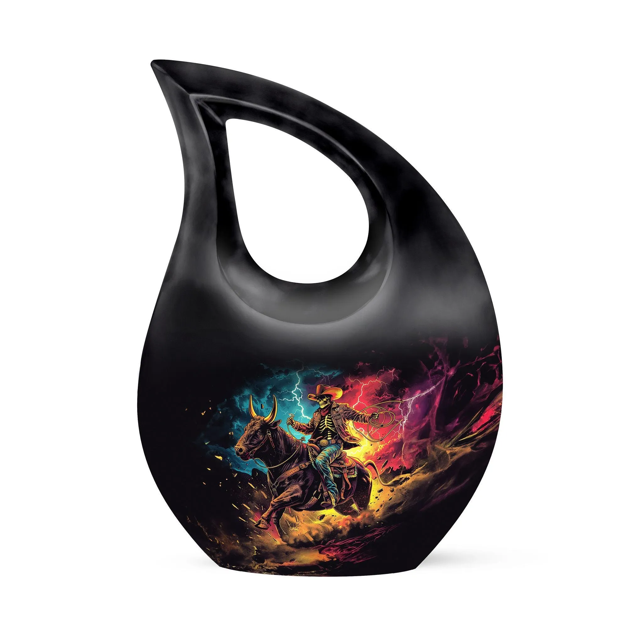 Cowboy Themed Cremation Vessel For Cremated Human Ashes Remains
