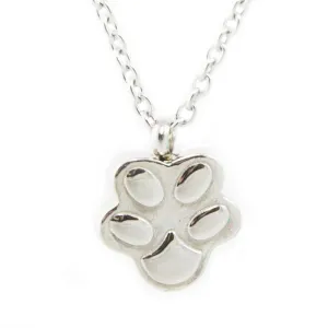 Cremation Necklace Paw Print In Stainless Steel