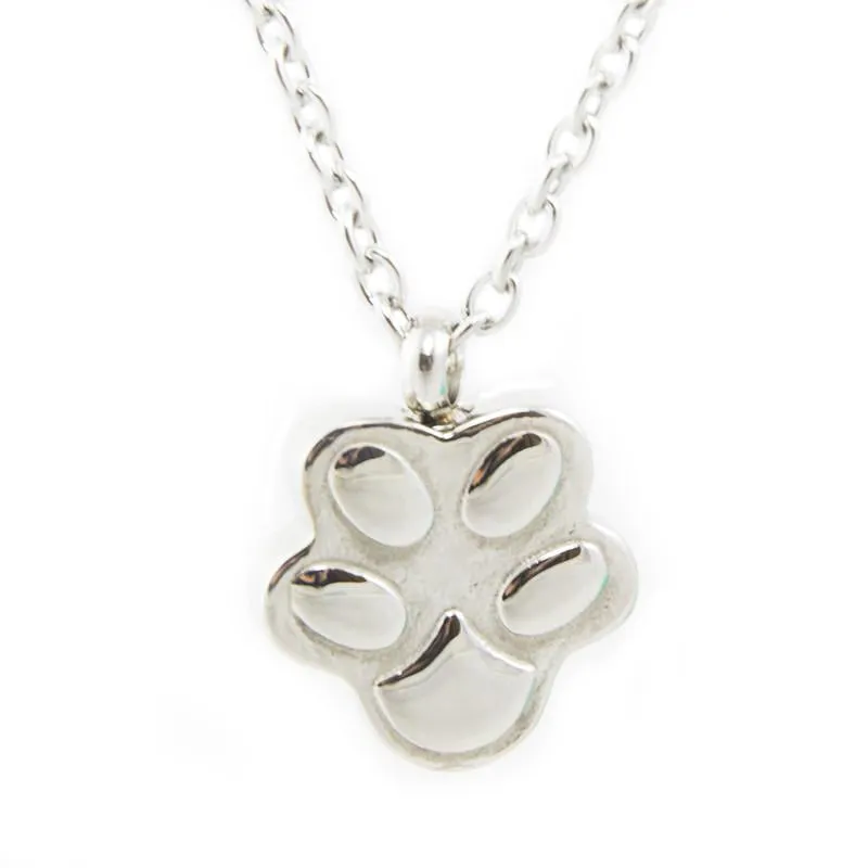 Cremation Necklace Paw Print In Stainless Steel
