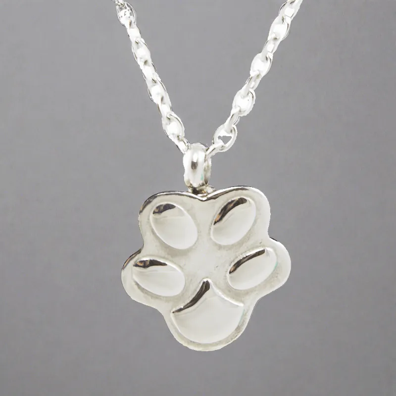 Cremation Necklace Paw Print In Stainless Steel
